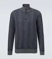 [Brunello Cucinelli] Brunello Cucinelli Herringbone cashmere half-zip sweater AU 90 blue
