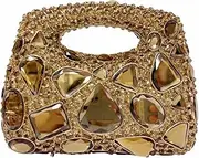 [WuDiaoer] Women Luxury Diamond Rhinestone Evening Bag Gem Clutch Purse Crystal Prom Handbag Wedding Purse for Party