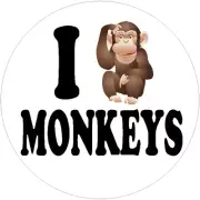I Love Monkeys - Circle Sticker Decal 3" x 3"