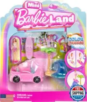 Barbie Mini BarbieLand Doll and Toy Vehicle Set, 1.5-inch Doll and Beach Conv
