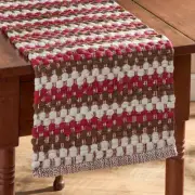 Homestyle Burgundy Brown White Chindi Heavy Woven Cotton Country Table Runner