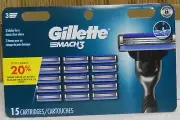 Gillette Mach 3 Refill Cartridges 15 Count Factory Sealed