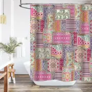 Boho Patchwork Shower Curtain Vintage Bohemian Paisley Stitching Floral