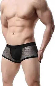 [Generic] Men's Mesh Breathable Trunks Underwear Men's Mesh See-Through Trunks Underwear