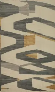 Modern Wool Kilim Ivory Vegetable Dye Area Rug 7x10 Flat-Weave Reversible Carpet