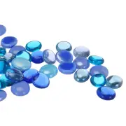 Glass Beads,36pcs Flat Glass Gemstone Blue Mixed 0.44lbs Glass Pebbles