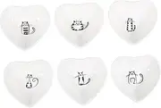 OKUMEYR 6pcs Cat Pattern Porcelain Dipping Dish Heart Shaped Ceramic Sauce Bowls for Side Dishes Seasoning Condiments for Home Kitchen Parties