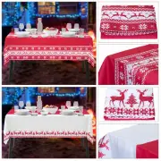 Christmas Dining Table Cover Cloth Rectangle Polyester Printed Fabric Tablecloth