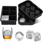 Large Ice Cube Ball Silicone Maker 2 Inch Molds Round Trays For Cocktails 2 Pack