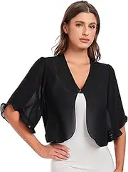 [SURVODJA] Womens Shrug Lightweight Chiffon Cardigans Sweaters Short Sleeve Bolero Shrugs for Evening Dressy