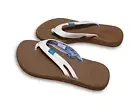 Flojos sz:9 Women's Memory Foam Sandals Fiesta Flip-Flops Blue White Tie Dye