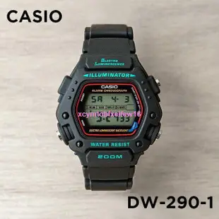 卡西歐手表男CASIO DW-290-1V 運動數字方形地圖防水複古電子表