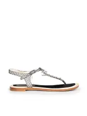 Silver 2018 Interlocking CC Logo Sandals
