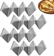 Taco Holders,Set of 4 Stainless Steel Tortilla Holder Stand - Taco Plates W-Shaped for Home and Restaurant, Fill & Serve Tacos with