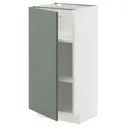 METOD base cabinet with shelves, white/Nickebo matt grey-green, 40x37x80 cm