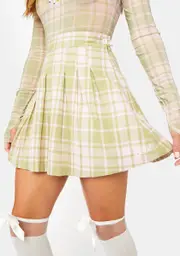 [By Samii Ryan] Green My Way Plaid Skirt
