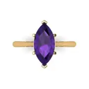 2.5Ct Marquise Cut VVS1 Natural Amethyst Solid Gold Solitaire Engagement Ring