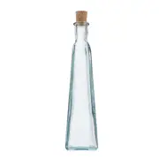 Green Glass Pyramid Bottle with Cork - 10 oz Capacity