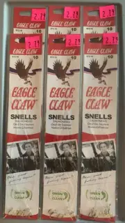 6 Packs Eagle Claw Salmon Egg Snells Size 10