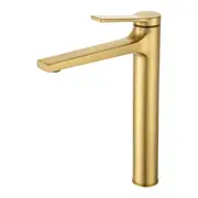 Brushed Yellow Gold Tall Bathroom Tap Round Basin Mixer Tapware Faucet Sink Solid Brass WELS