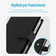 iPhone 15 Pro Flip Wallet Case Cover with Metal Snap-On Fastener - PU Leather & TPU Featuring Front Cover, Multiple Card Holder Slots & Shock Resistance - Black