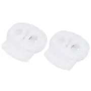 Cord Lock Stopper End 20Pcs, Plastic Double Hole Stopper Spring Toggle White
