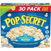 Microwave Popcorn, Homestyle Butter Flavor, 3 Ounce Sharing Bags, (Pack of 30)