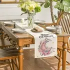 Dining Table Decoration Eid Mubarak Table Runner Linen Tablecloth Banquet
