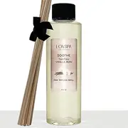 LOVSPA Soothe Tahitian Vanilla Bean Reed Diffuser Refill Oil with Replacement Reed Sticks - Great Scent for Kitchen or Bathroom, 4 oz - Made in The USA