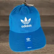 Boy's Youth Fit Adidas Originals Washed Relaxed Trefoil Blue Hat Adjustable NEW