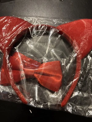 Cat Ears Headband With Bow Tie Red