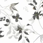 HeloHo 15.35" X 196.8" Black Ink Floral Wallpaper for Bedroom Peel and Stick Self Adhesive Removable Wallpaper Waterproof Contact Paper for Living Room Bedroom Decor