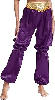 [TiaoBug] Womens Belly Dance Pants Side Split Dancing Bloomers Indian Arabic Princess Halloween Trousers