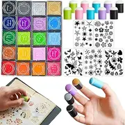 Finger Sponge Daubers, Finger Sponge Daubers Stencils, DIY Sponge Finger Painting Kit, Sponge Finger Painting Daubers Kit with Stencils, Craft-Finger Sponge Daubers, DIY Craft Drawing Tools (B-Set)