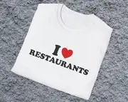 I Love / Heart Restaurants Big Back Joke Stupid White Elephant Gift Shirt