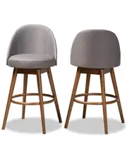 Design Studios Set of 2 Carra Mid-Century Modern Swivel Bar Stools