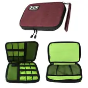 Multi-function Double Layer Electronics Organizer Storage Bag-Red wine