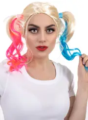 Pink and Blue Harlequin Womens Costume Wig