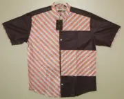 Woodin VTG Benjie African Print Mock Neck Casual Short Sleeve Men's Shirt XL NWT
