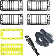 Vidfinn Guide Comb For Philip OneBlade & One Blade Pro - 1/2/3/5mm qp2520 qp2630 qp6510 qp6520 qp6530 Face Hair Clippers Beard Trimmer Replacement Pack Kit (8pc) Yellow