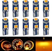 AUXLIGHT Amber Yellow T5 37 74 2721 PC74 PC37 LED Bulb, 3030 Chips Super Bright 12 Volt Replacements, Interior Dome Map Dashboard Indicator Instrument Panel Gauge Cluster Lamp Lights (Pack of 10)