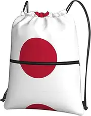 EdWal Japanese Flag Print Drawstring Backpack Gym Bags Sports Bags With Zipper Pocket For Travel Beach, Black, One Size