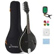 Donner DML-100B A Style Mandolin Instrument Sunburst Mahogany With Tuner String Big Bag and Guitar Picks, Black