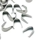 20pcs 304 Stainless Steel Pinch Bails Ice Pick Smooth Tiny Pendant Holder 7x6mm