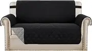 [Smarcute] Sofa Covers for Pet Dogs, Rich Microfiber Reversible Sofa Slipcover Luxurious Sofa Furniture Protector with Adjustable Straps (XL Three Seat Chair: Black/Grey)