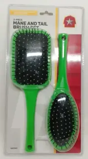 2 piece Mane and Tail Brush set Green