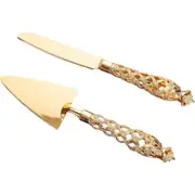 Gold Cake Server & Knife Set Royal Filagree Handles Wedding Event Engagement