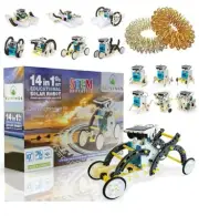 Solar Robot Kit STEM Projects for Kids 14-in-1 & Massage Rings Extra Gift DIY...