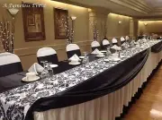 15 Flocked Damask 14" x 108" Table Runners Taffeta Black White Tablerunners