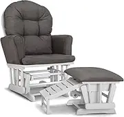 Graco Parker Semi-Upholstered Glider and Nursing Ottoman, White/Gray